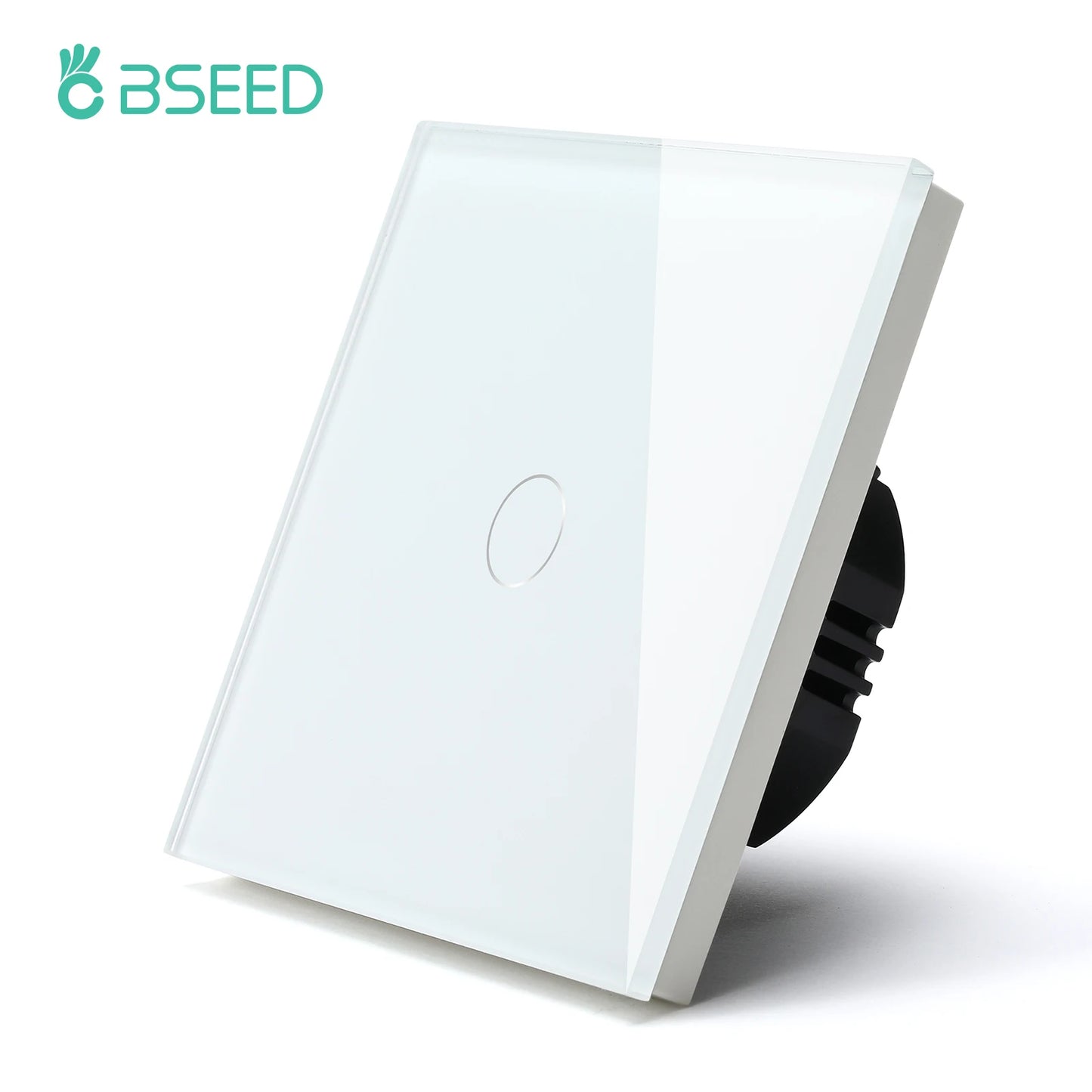 BSEED EU Standard USB Single Socket Touch Switch 1Gang 1Way White Crystal Sensor Wall Light Switch Power Double Sockets Outlets