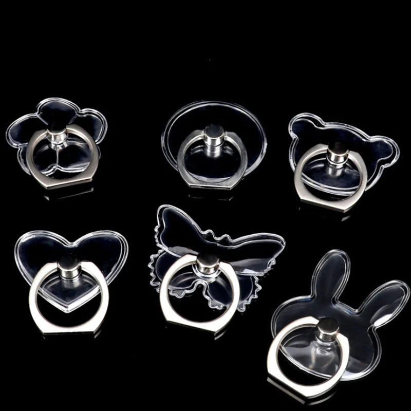 2pcs 1pcs Finger Ring Mobile Phone Smartphone Stand Holder Round Phone Ring Transparent Heart holder Star Socket Car Mount Stand