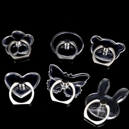 2pcs 1pcs Finger Ring Mobile Phone Smartphone Stand Holder Round Phone Ring Transparent Heart holder Star Socket Car Mount Stand