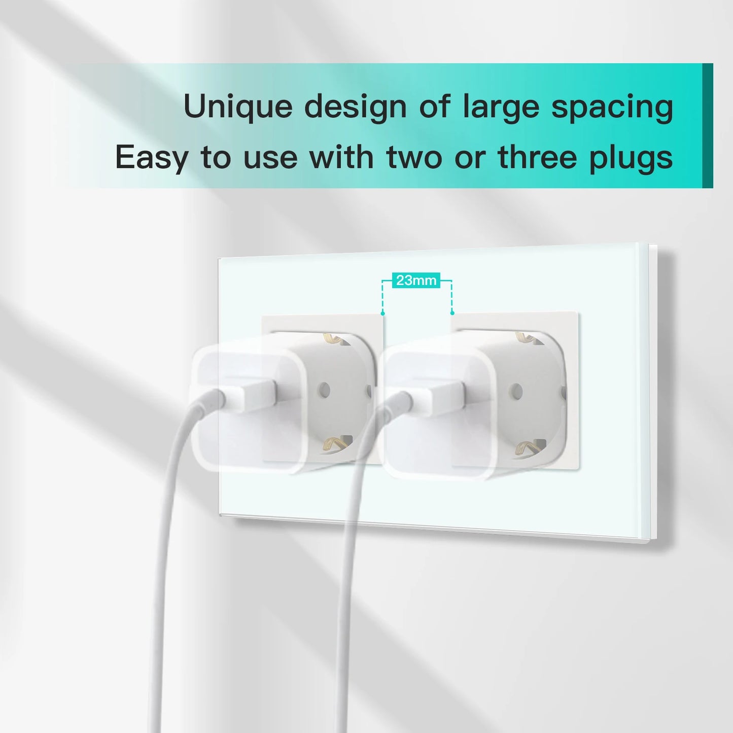 BSEED EU Standard USB Single Socket Touch Switch 1Gang 1Way White Crystal Sensor Wall Light Switch Power Double Sockets Outlets