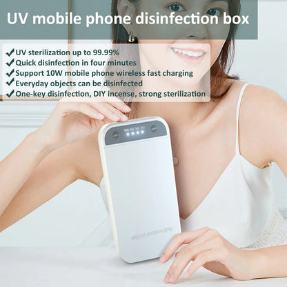 Phone UV Light Sterilizer Box Personal Mask Cleaner Sanitizer With Phone Wireless Charger For Jewelry Sterilization Disinfection