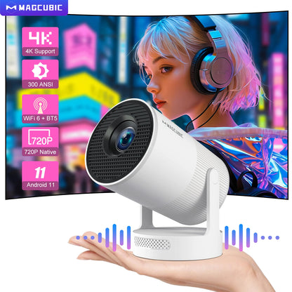 Magcubic Electronic Focus HY300 Ultra Portable 4K Projector with Speaker 300ANSI Outdoor Movie Android11 BT5.4 Camping Projector