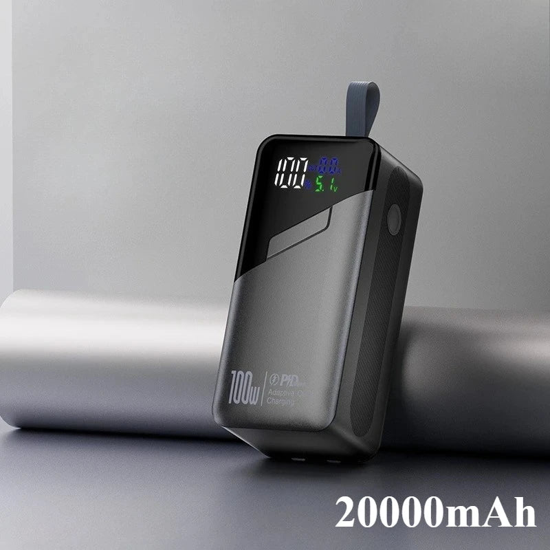 100W Power Bank 20000mAh External Battery Capacity Fast Charging Portable Charger Powerbank for Laptop IPhone Samsung