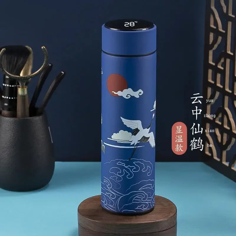 500ml Stainless Steel Insulated Thermos Bottle 316 Intelligent Water Cup High-end Tea Cup Business Gift One Cup with Double Lids