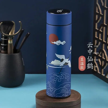 500ml Stainless Steel Insulated Thermos Bottle 316 Intelligent Water Cup High-end Tea Cup Business Gift One Cup with Double Lids