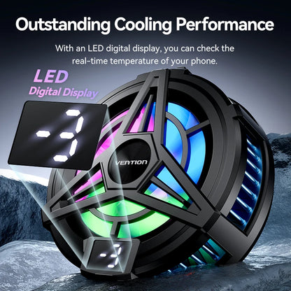 Vention Magnetic Modile Phone Cooler Cell Phone Radiator for iPhone Game Live Stream Redmi Black Sharp Radiator with Cooling Fan