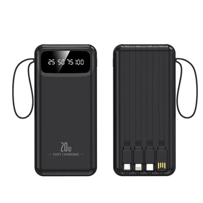 Large-capacity charging treasure 20000 mAh self-wired fast-charging mobile power gifts