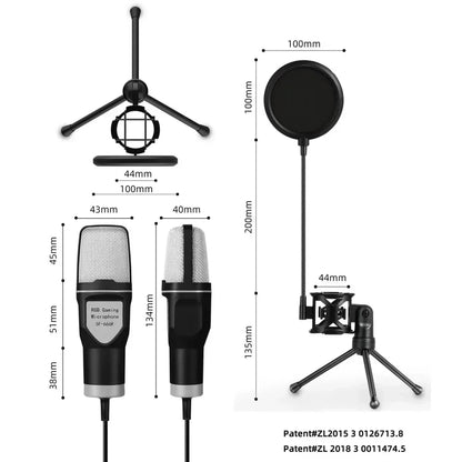 SF666R USB Wired Microphone Noise Reduction RGB Condensador Mic For Recording Podcast Mic With Stand Interview Vlogging Video