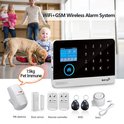 PGST PG103 Wifi 4G Tuya Alarm System With Pet Immune Motion Sensor smoke sensor IP Camera Wireless Smart Home Security Alexa