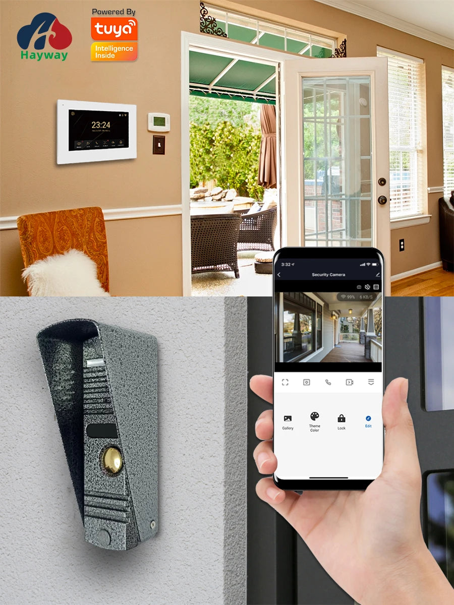 Hayway Home Visual Intercom 1080P Video Doorbell Camera For Apartment 7 " Tuya Smart Full Touch Monitor Support Motion Detection