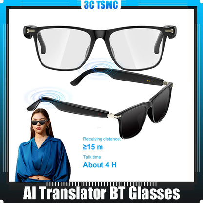 Smart Glasses with AI Translator Audio Glasses Hands-Free Music & Calls Outdoor Sports Headphones Waterproof for Men Women