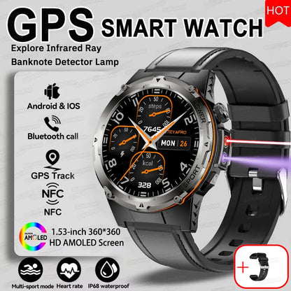 For Huawei Popular outdoors GPS Sports Smart Watch Men Heart Rate AMOLED 3ATM IP69K Waterproof 500mAh Infrared NFC HD Call Watch