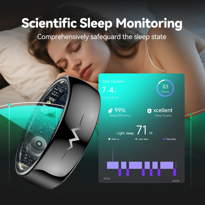 For Xiaomi Huawei New Smart Ring Heart Rate Blood Oxygen Health Monitor 3ATM Waterproof Multi-sport Mode Wireless Charging