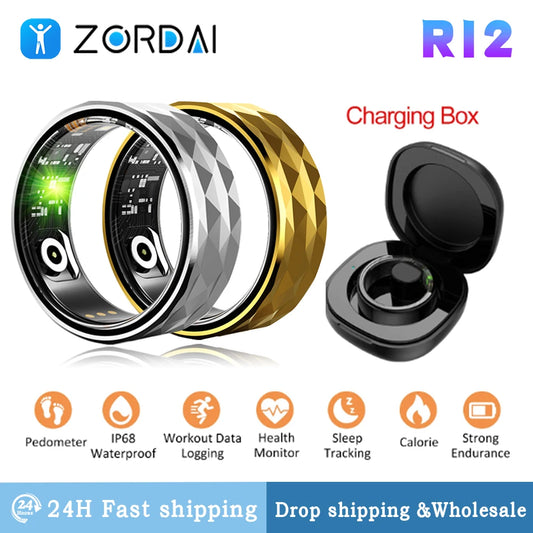 Zordai R12 For XIAOMI New Men Smart Ring Heart Rate Blood Oxygen Health Tracker Ring Exercise Records Calorie Multi Sports Mode