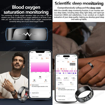New ECG Smart Ring Heart Rate Blood Oxygen Blood Pressure Sleep Monitor Rings 5ATM Waterproof Multi-Sport Smartring For Xiaomi