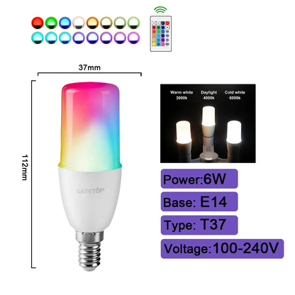 Smart Spotlight Bulb RGBW Infrared Remote Control LED Bulbs GU10 6W 10W Color Light Dimming Suitable for Family Holiday Parties