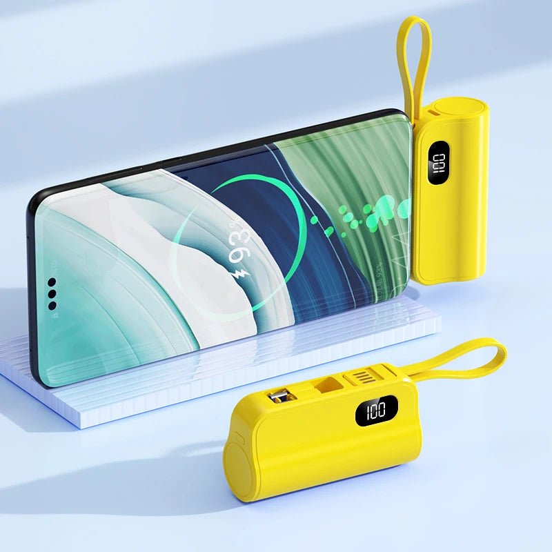 3/1 Capsule Power Banks 5000mah Mini Charging Emergency Tail Plug 22.5w Mobile Shared Powerbank Built-in Cable/invisible Bracket