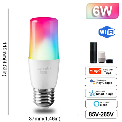 Tuya Rgb Bulb Smart Gu10 C37 A60 T37 E14 E27 B22 Light Dimmable Wifi Led Magic Lamp 85V-265V Work With Alexa Google Home
