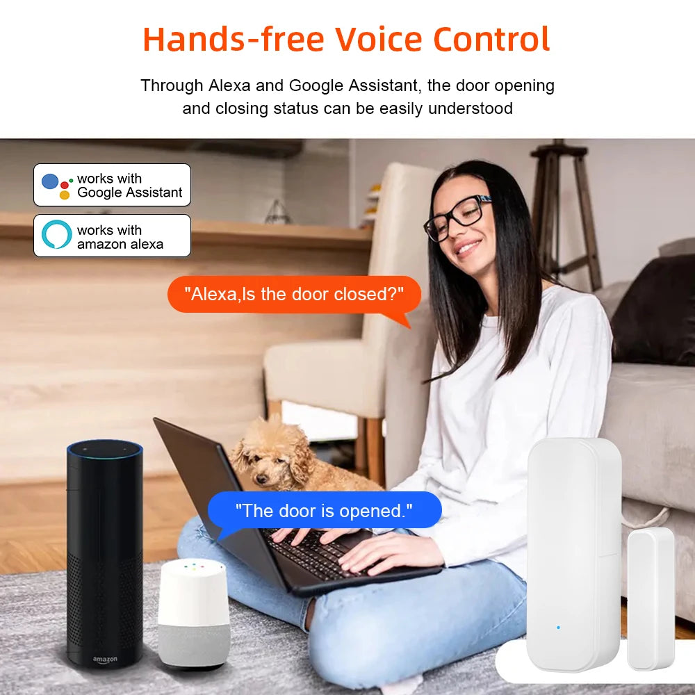 WiFi or Zigbee Window Door Sensor Tuya Smart Home Security Alarm System Voice Control Via Alexa Google Home Smart