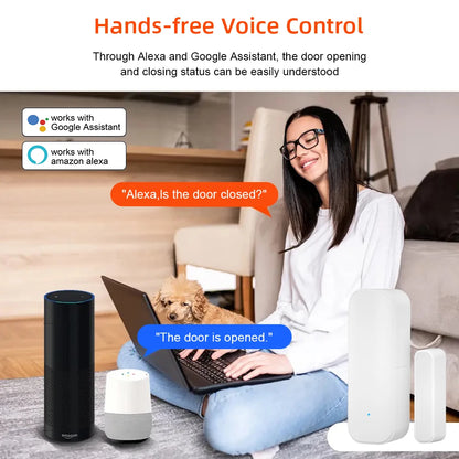 WiFi or Zigbee Window Door Sensor Tuya Smart Home Security Alarm System Voice Control Via Alexa Google Home Smart