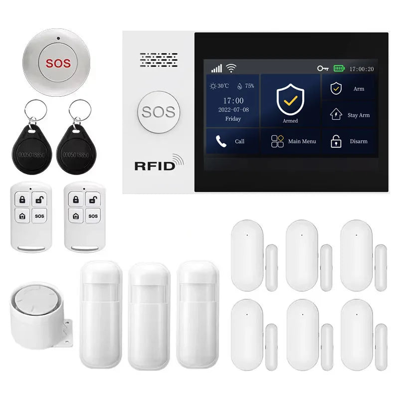 PGST WiFi 4G Tuya Smart Life Home Alarm Security System Kit Alexa Home Automation Alarm Security Protection Door Motion Sensor