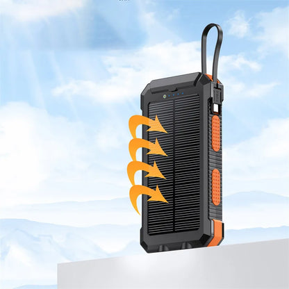 Self-wired fast charging wireless solar charging treasure 20000 mA Compass waterproof mobile power