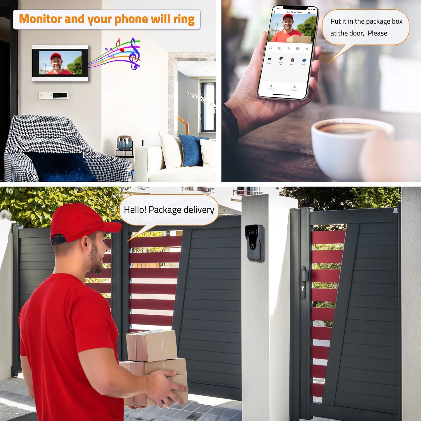 Wireless WiFi Video Intercom System 1080P Smart Video Doorbell for Home Touch Screen with 32G Card 2 Way Audio TUYA APP Unlock