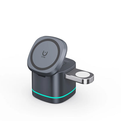 3 in 1 Wireless Charging Station for Apple Foldable Magnetic Travel Charger Multiple Devices for iPhone 15/14-12 iWatch AirPods