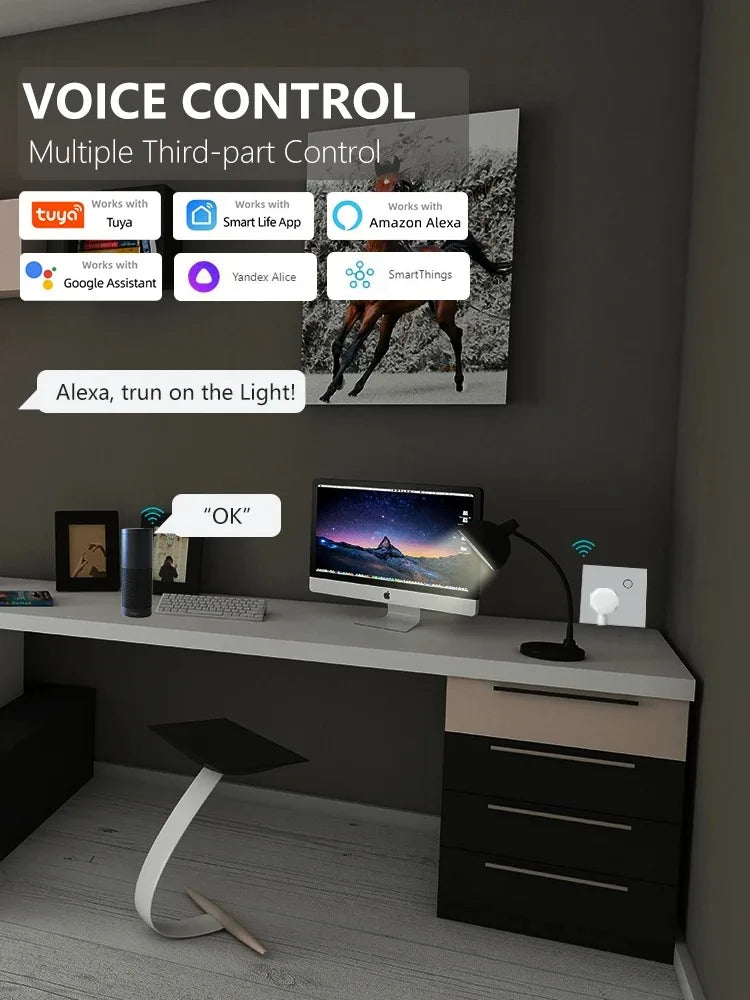 LOUYSGEN Zigbee UK Smart Socket Timing Schedule Plastic Energy Monitoring Smart Plug Neutral Wire 13A Tuya Alexa Control
