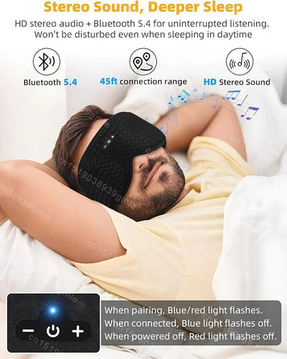 Bluetooth Music 3D Sleeping Eye Mask Wireless Headphones Breathable Light Blocking Air Travel Smart Elastic Sleep Headband