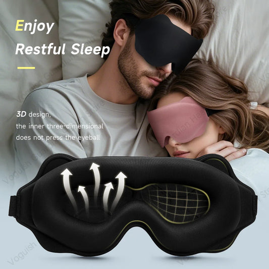 3D Sleep Mask Blindfold Sleeping Aid Soft Memory Foam Eye Mask Block Out Light Pressure Sensation Rest Relax Aid Adjustable Mask