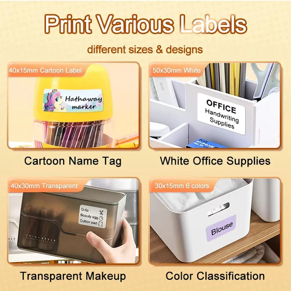 DETONGER P1 Label Maker Machine and Tape Portable Wireless Connection Label Printer Multiple Templates for Phone Pad Office Home