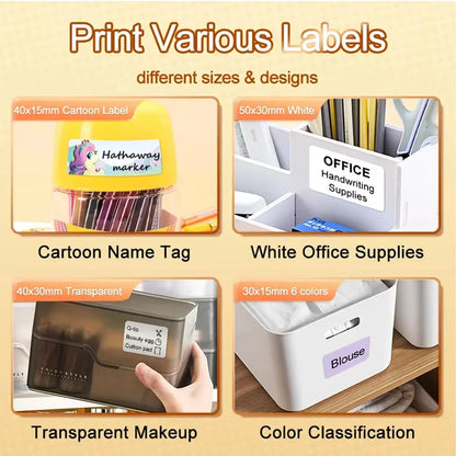 DETONGER P1 Label Maker Machine and Tape Portable Wireless Connection Label Printer Multiple Templates for Phone Pad Office Home