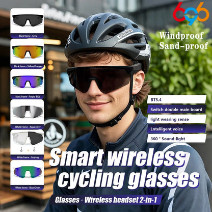 Cycling Glasses Bike Sunglasses With AI Smart Voice Assistant Wireless BT 5.4 Eyewear Goggles Women Men MTB Road Bicycle Glasses