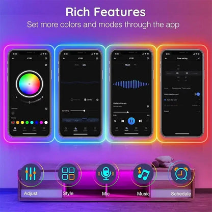 20M LED RGBIC Neon Rope Lights, 24V Music Sync App/Remote Control DIY Rope Light, 50ft LED Light Addressable Strip Gaming Room