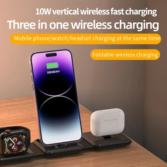 3 In 1 Magnetic Wireless Charger Pad Stand For iPhone 16 15 14 12 Pro Max Apple Apple 8 7 6 Airpods Fast Charging Dock Station
