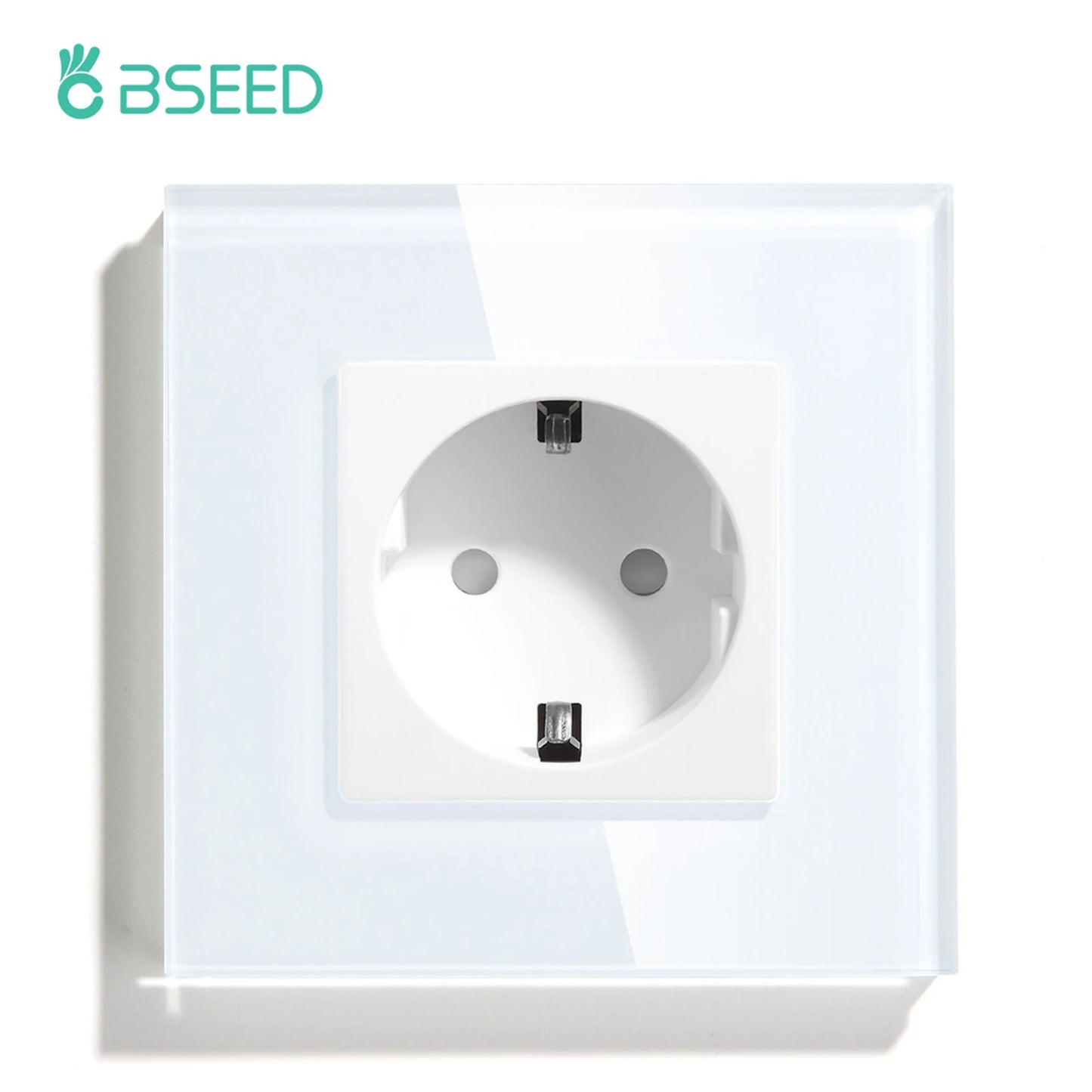 BSEED EU Standard USB Single Socket Touch Switch 1Gang 1Way White Crystal Sensor Wall Light Switch Power Double Sockets Outlets