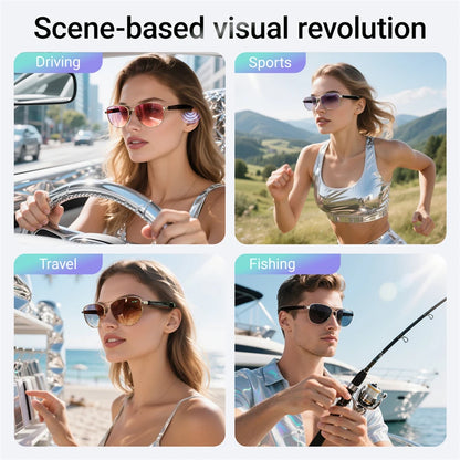 Women Smart Glasses Intelligent Photochromic Sunglasses Day Night Driver Sunglasses UV400 Retro Men Smart Sunglasses High Tech