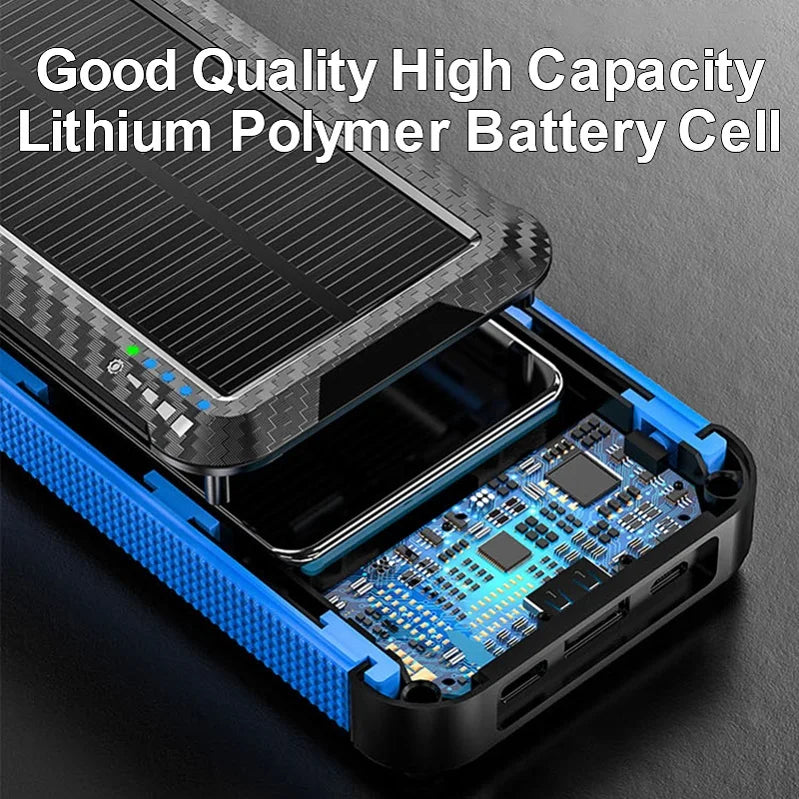 20000mAh Long Endurance LED Emergency Powe Rbank USB Solar Wireless Charging 3 in 1 Small Solar Power Bank Charging Station