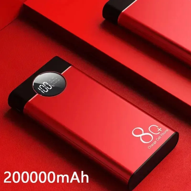 200000mAh Large Capacity Aluminum Alloy Power Bank Multi-Socket Super Fast Charging Thin Portable Power Bank 2023 New Model