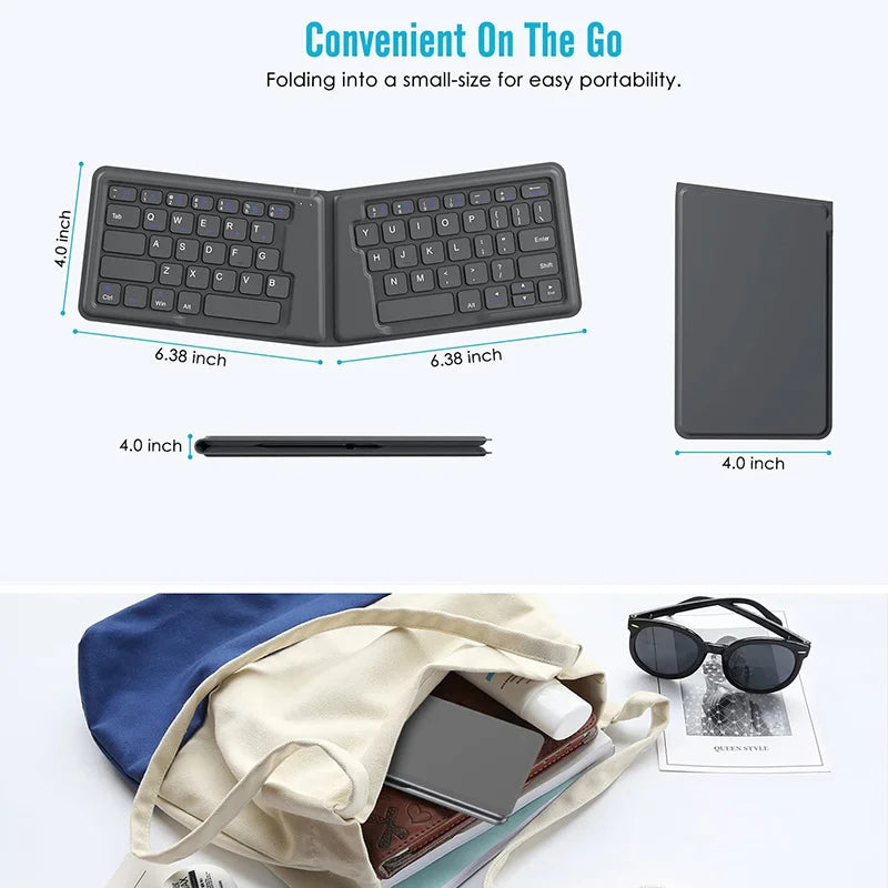 BOW Bluetooth Foldable Mobile Phone Keyboard Rechargable Portable Wireless Folding Keyboard for iPhone Huawei Phone