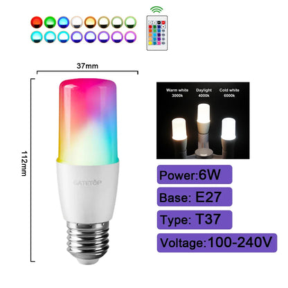 Smart Spotlight Bulb RGBW Infrared Remote Control LED Bulbs GU10 6W 10W Color Light Dimming Suitable for Family Holiday Parties