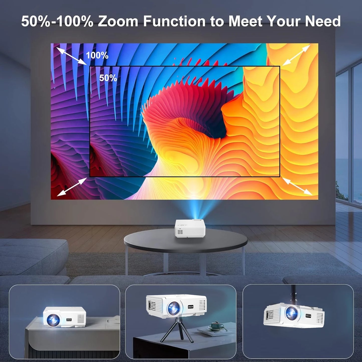 Small USB HDMI Projector, Mini Portable Outdoor Movie Video DLP LED for Home Entertainment Travel