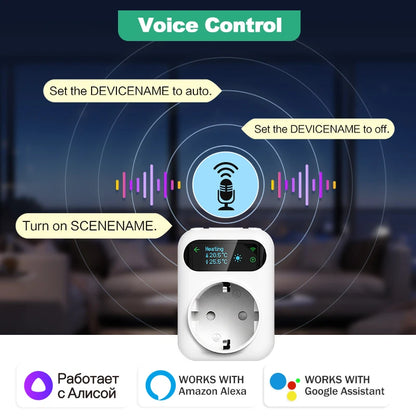 WiFi Tuya Smart Socket Thermostat Outlet Plug Wireless Smart Temperature Controller Timer Switch Cooling Heating Alexa Google