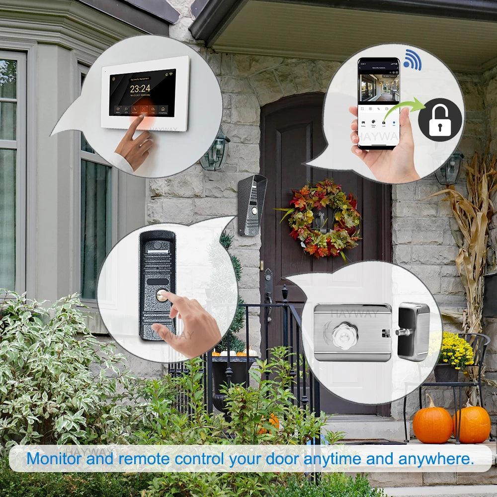 Hayway Home Visual Intercom 1080P Video Doorbell Camera For Apartment 7 " Tuya Smart Full Touch Monitor Support Motion Detection