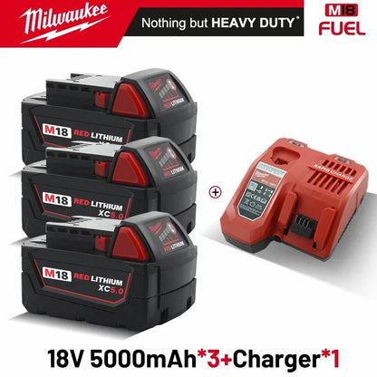original Milwaukee M18 Power Tool Battery, Charger, 18V 6Ah Li-Ion M18B5 48-11-1860 48-11-1850 48-11-1840 48-11-1830 48-11-1820