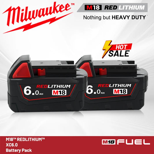 original Milwaukee M18 Power Tool Battery, Charger, 18V 6Ah Li-Ion M18B5 48-11-1860 48-11-1850 48-11-1840 48-11-1830 48-11-1820