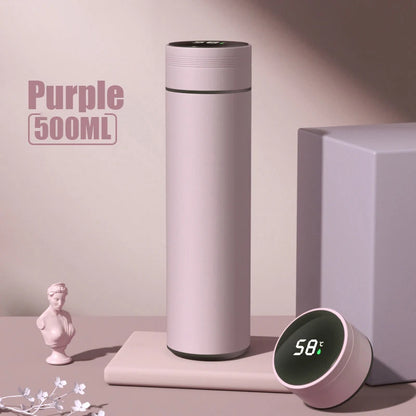 Stainless steel thermos bottle with digital temperature display, Intelligent temperature measurement cup, LED, 500ml