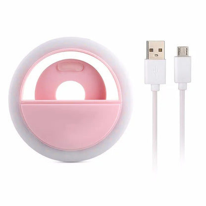 USB Charge LED Selfie Ring Light Phone Lens LED Selfie Lamp Ring For iPhone Samsung Xiaomi Huawei Cell Smartphone Selfie Light