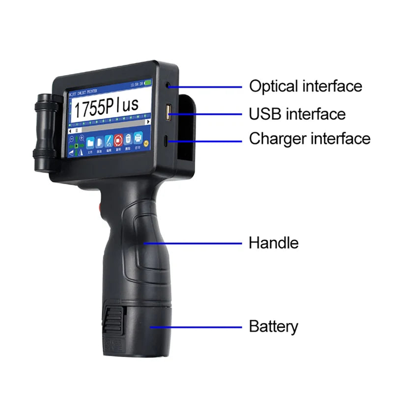 12.7mm Portable Printer Production Date Batch Number Shelf Life Inkjet Printing QR Code Pattern Mini Handheld Inkjet Printer